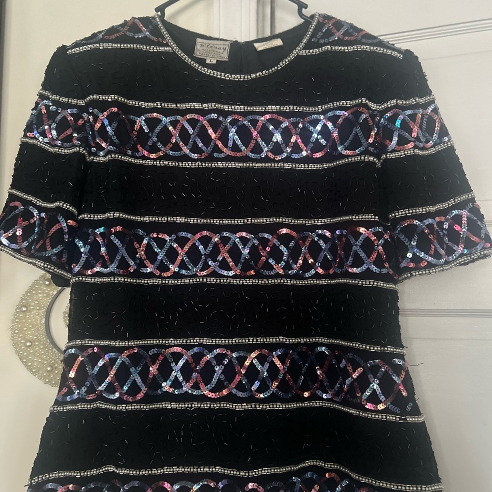 Black Sequin Embellished Top